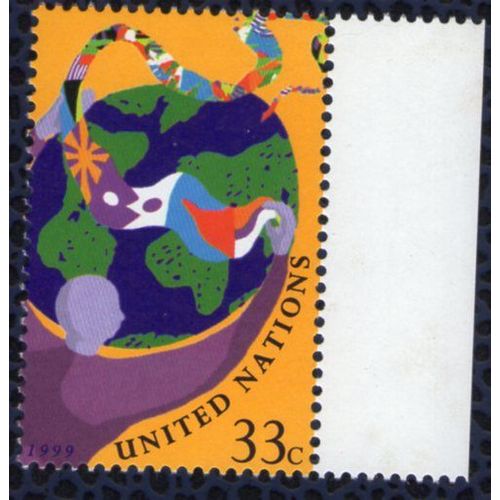 Nations Unies 1999 Onu Neuf Personnage Entourant Le Globe Terrestre De Ses Bras