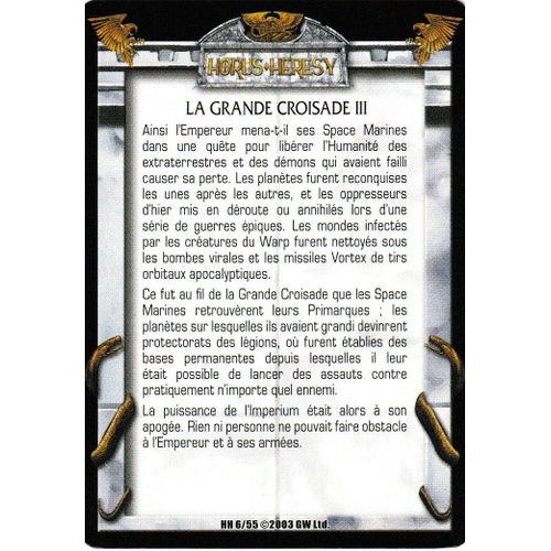 Carte Horus Heresy Ccg - La Grande Croisade 3 - 6/55