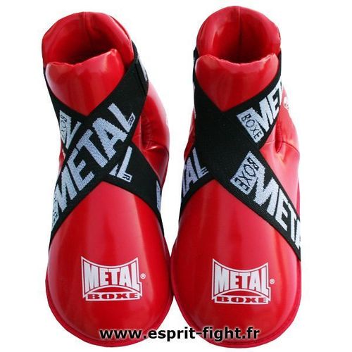 Protèges Pieds Full Contact Rouge Metal Boxe - L