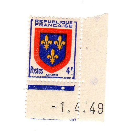 Timbre Blason Anjou 4f
