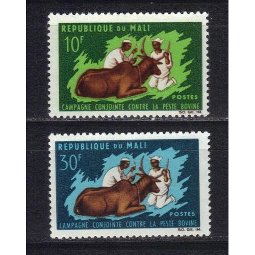 Mali 1967 : Lutte Contre La Peste Bovine - Série Entière De 2 Timbres Neufs *
