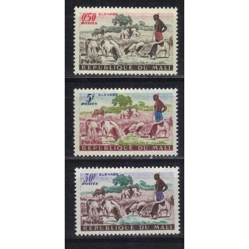 Mali 1961 : Elevage (Troupeau De Moutons) - Série Entière De 3 Timbres Neufs *