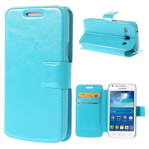 Etui Type Portefeuille Turquoise Pour Samsung Galaxy Core Plus G3500 Fonction Stand