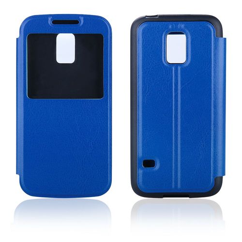 Etui Slim Folio View Articulé Bleu Stand Pour Samsung Galaxy S5 Mini Sm-G800