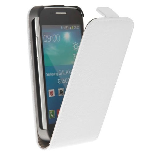 Etui Slim Vertical Cuir Blanc Pour Galaxy Core Plus G3500