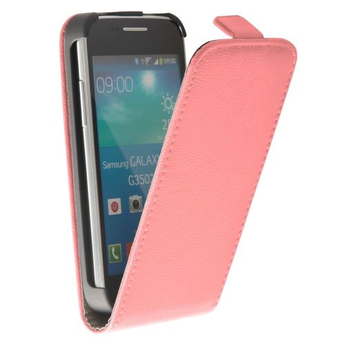 Etui Slim Vertical Cuir Blanc Pour Galaxy Core Plus Rose