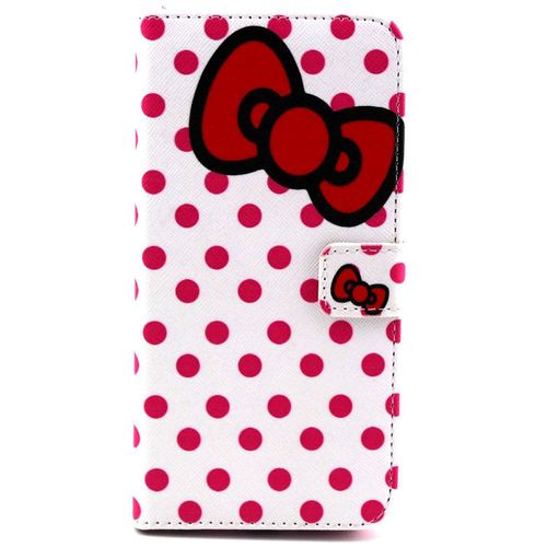 Etui Folio Latéral Blanc Motifs Noeud Rouge Pour Iphone 6 Plus De 5,5 Pouces