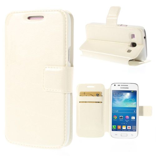 Etui Type Portefeuille Blanc Pour Samsung Galaxy Core Plus G3500 Fonction Stand