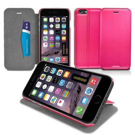 Etui Folio Rose Métallisé Satiné Pour Apple Iphone 6 Plus De  5.5 Pouces