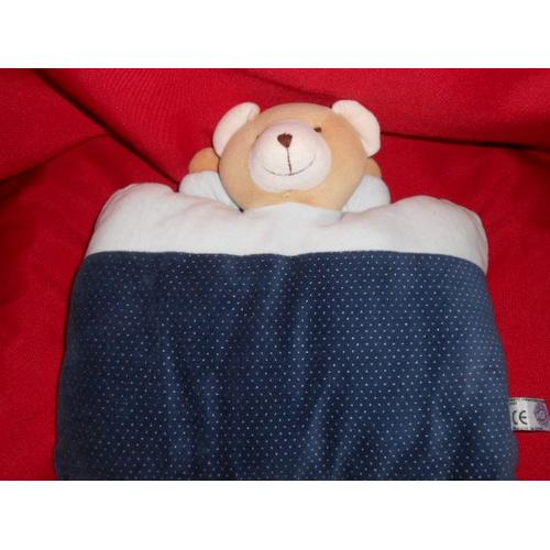 Coussin Peluche Ours Mgm Bleu
