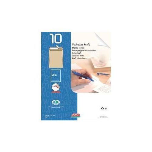 Gpv Paquet De 10 Pochettes Kraft Auto-Adhésif 90g Format 176x250 B5