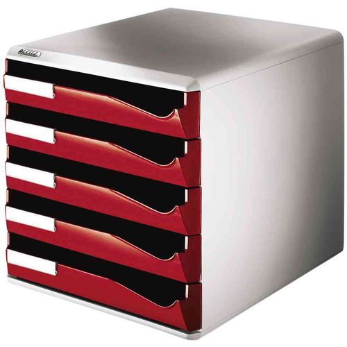 Leitz Module De Classement Post-Set,5 Tiroirs, Gris/Bordeaux