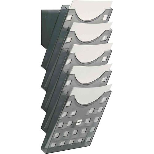 Helit Kit Porte-Revue Mural 5 Xa4 À La Francaise + Support H61030 Gris Transparent