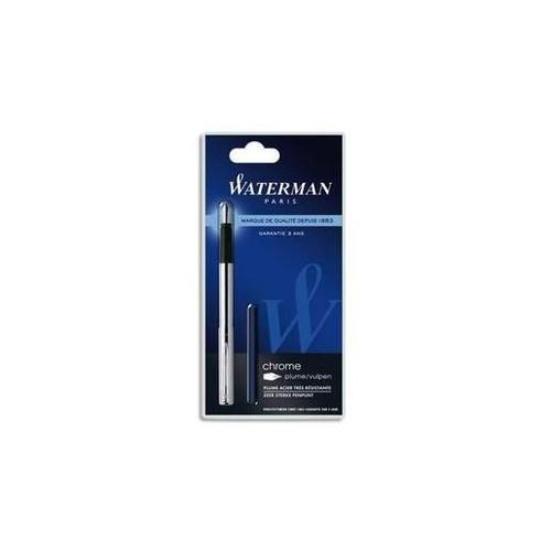 WATERMAN Blister stylo plume GRADUATE chromé + 1 cartouche longue