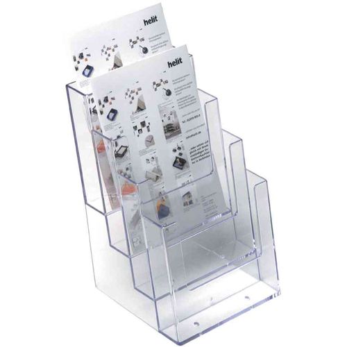 Helit Porte-Brochure De Table, A5 Portrait, 4 Compartiments