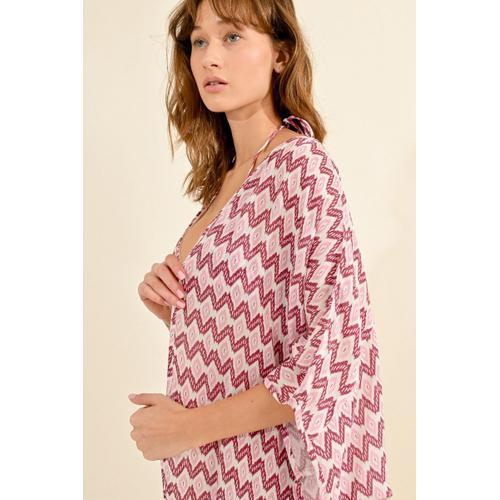 Kimono En Viscose Imprimée Multicolore