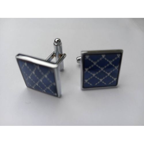 Boutons De Manchettes Très Stylés De Couleurs Argent Et Bleu