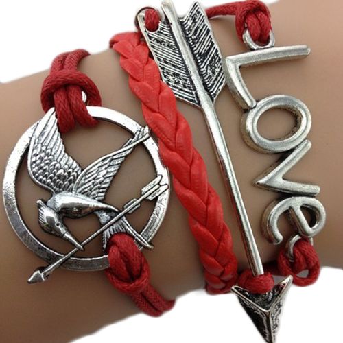 Bracelet Hunger Games Infini Fleche Rouge Love Amour Multibrins