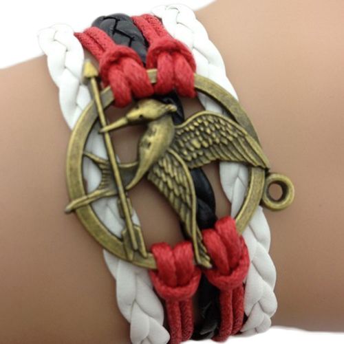 Bracelet Hunger Games Infini Blanc Et Rouge Fashion Tendance Bronze