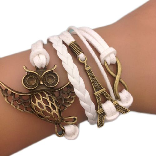 Bracelet Chouette Blanc Tour Eiffel Infini Karma
