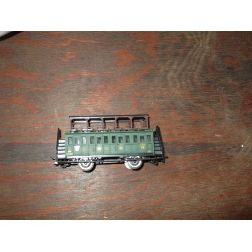 Wagon Voyageurs Avec Étage Couvert Vert-Générique