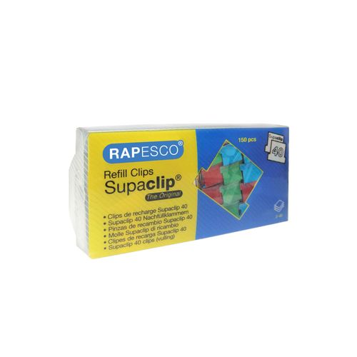 Rapesco Pqt De 150 Pinces De Recharge Supaclip® 40 Multicolores