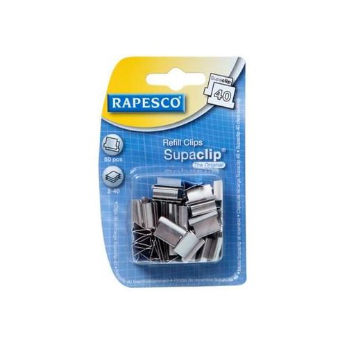 Rapesco Pqt De 50 Pinces De Recharge Supaclip® 40 Acier Inoxydable