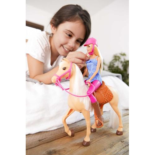 Barbie - Cheval & Poupée Blonde - Coffret Poupée Mannequin - 3 Ans Et +