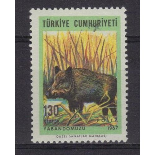 Turquie 1967 : Faune : Gibier : Sanglier - Timbre Neuf *