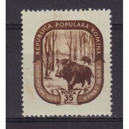 Roumanie 1955 : Faune : Gibier : Sanglier - Timbre Neuf * Cote 4,50 