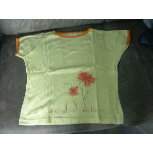 T-Shirt Vert Anis Et Orange 14 Ans