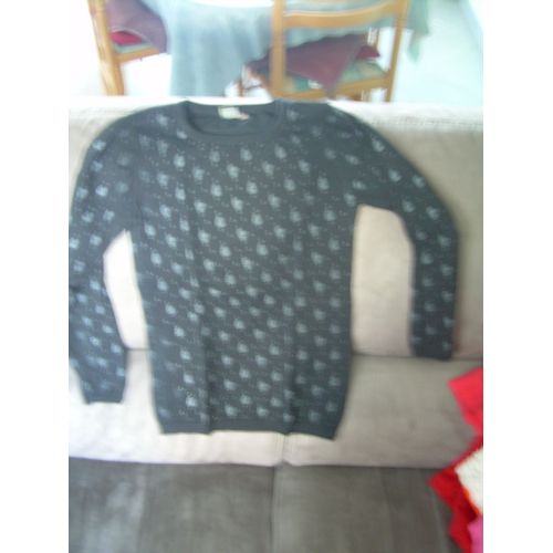 Pull Léger En Coton Noir Décors Têtes De Mort 14 Ans