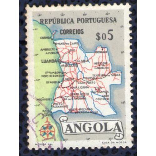 Angola 1955 Oblitéré Rond Used Carte Géographique Mappe 5 Centimos