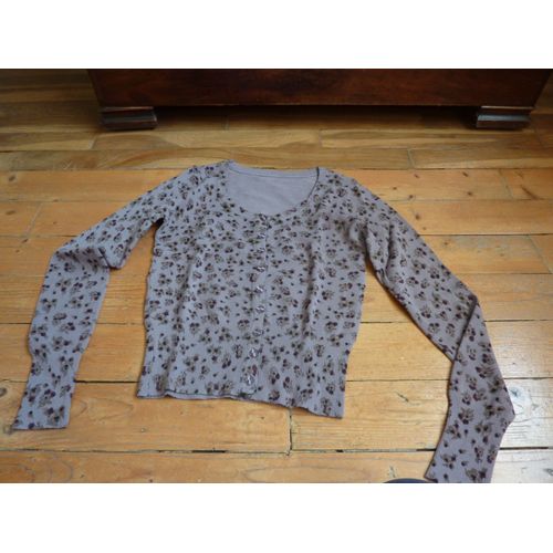 Gilet Court À Fleurs Zara Taupe Taille S 