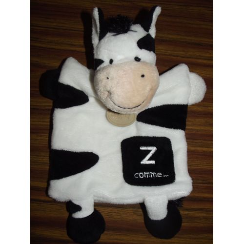 Doudou Alphabet Peluche Marionnette Zèbre Z Comme Noir Blanc Baby Nat'plush Comforter Toys   