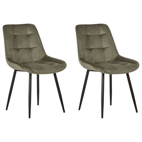 Velours Chaise De Salle À Manger Set De 2 Vert Olive Melrose