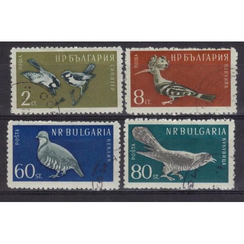 Bulgarie 1959 : Oiseaux : Mésanges / Huppe / Perdrix / Coucou - Série De 4 Timbres Oblitérés