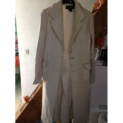 Joli Manteau Zara Long Ecru Taille 38 - Tbe
