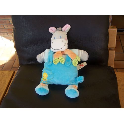Doudou Semi Plat Nicotoy Zebre Girafe Ane Attache Tetine