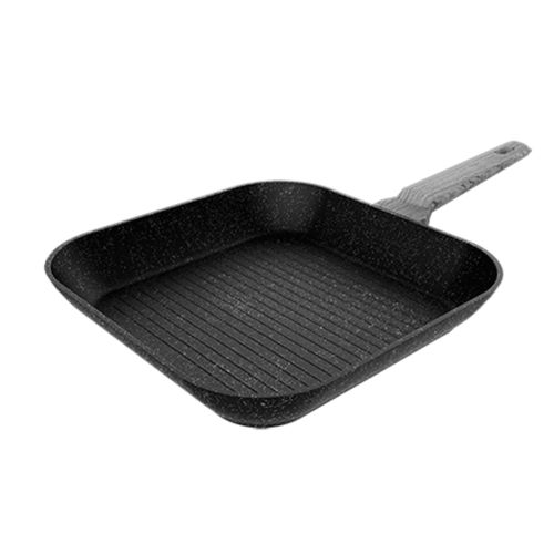 Poêle Cecotec Polka Exclusive 28 Grill Wood&rock Ø 28 Cm - Manche Froid En Bakélite, Aluminium Forgé, Revêtement Anti-Adhésif En Téflon, Va Au Lave-Vaisselle Et À Toutes Les Cuisines.