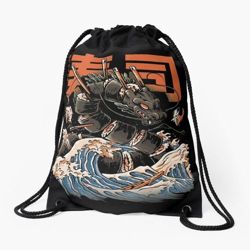 Sac à dos Le Dragon Sushi Noir Sac à cordon pour le sport cadeau