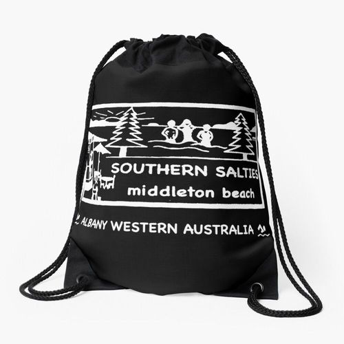 Sac à dos Salties du Sud blanc sur BADGE noir Sac à cordon pour le sport cadeau