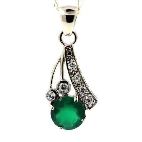 Pendentif Aventurine  . Argent 925 + Chaine En Argent 925 - Argent