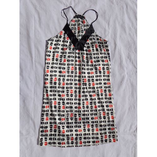 Robe " Zara Basic" Blanche Impressions Noires Et Rouges, Taille M