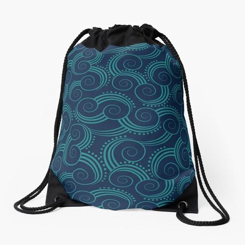 Sac à dos Tourbillons océaniques bleu marine et bleu sarcelle Sac à cordon pour le sport cadeau