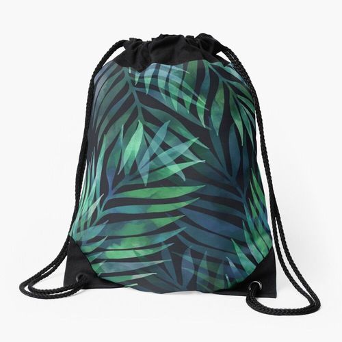 Sac à dos Motif de feuilles de palmiers vert foncé Sac à cordon pour le sport cadeau