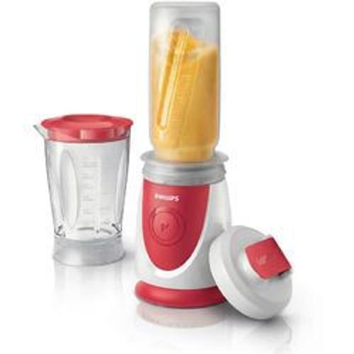 Philips Daily Collection HR2872 - Bol mixeur blender - 0.6 litre - 350 Watt - blanc/rouge