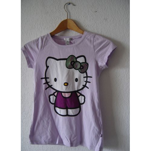 T-Shirt Mauve H&m Hello Kitty Fille 6ans Neuf