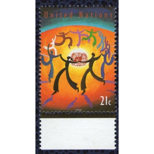 Nations Unies 1998 Onu Neuf Chaîne Humaine Au Tour Du Logo United Nations