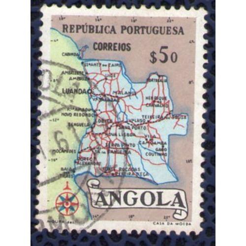 Angola 1955 Oblitéré Rond Used Carte Géographique Mappe $50